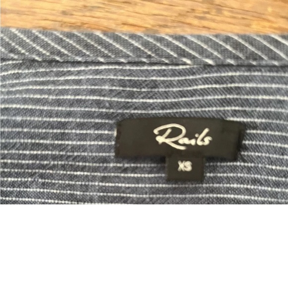 Rails Mini Dress Lydia Salem Stripe Blue Linen Rayon Drop Waist Women’s Size XS - Picture 3 of 4